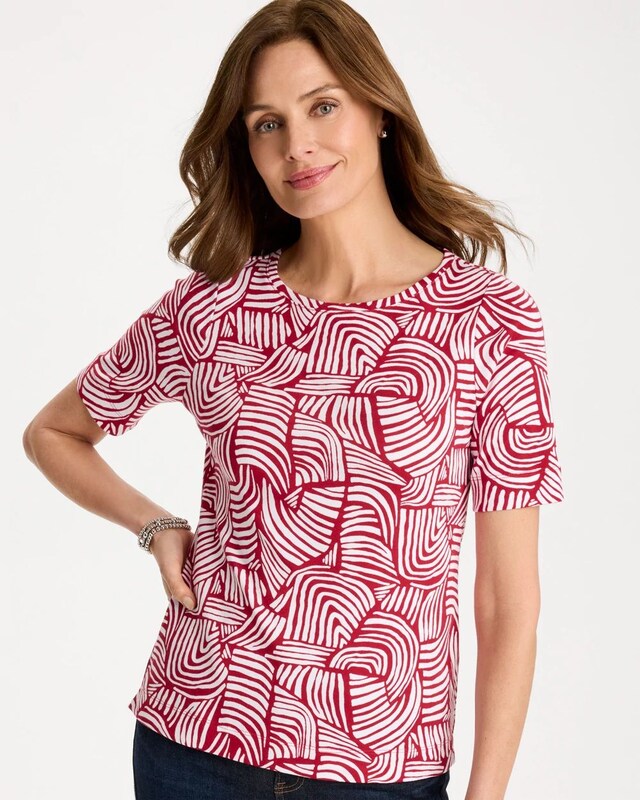 Geo Pima Elbow Sleeve Tee - image 1
